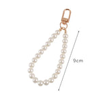 Cyflymder Pearls Beaded Alloy Keychains for Women New Minimalist Car Bag Bluetooth Headset Key Rings Pendant Jewelry Wholesale
