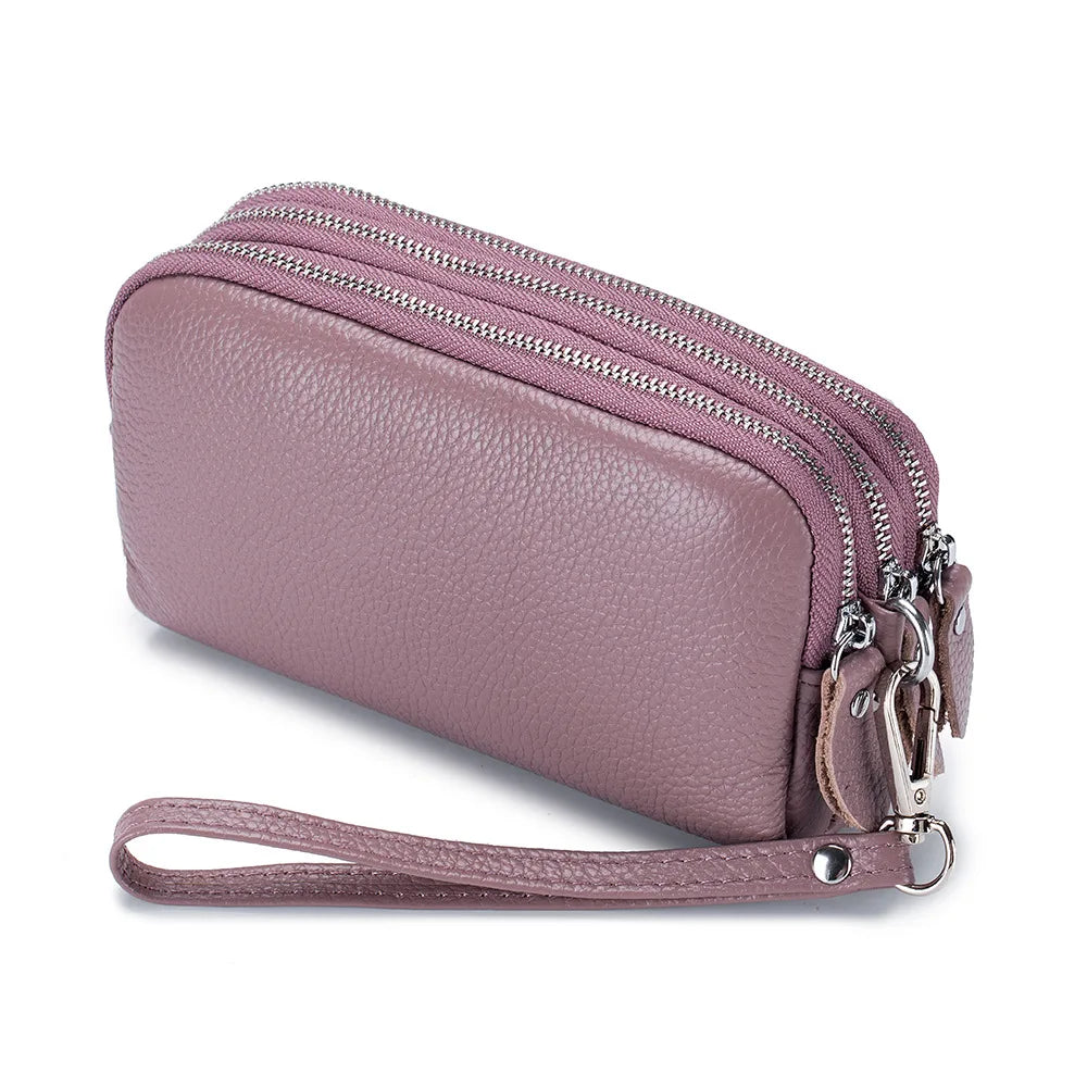 Cyflymder  Fashion Long Wallet High Quality genuine leather Clutch Walllet Phone Pocket Casual Organizer Clutches Rfid Purse phone bag red