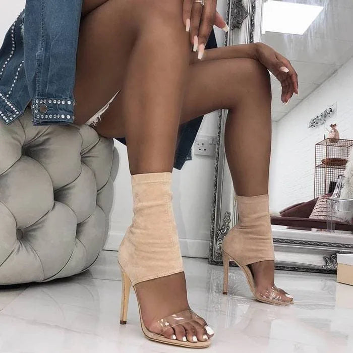 Cyflymder  sexy high heels Sandals women summer fashion Ankle suede Elastic Peep Toe women's Sandals Slides dress party shoes