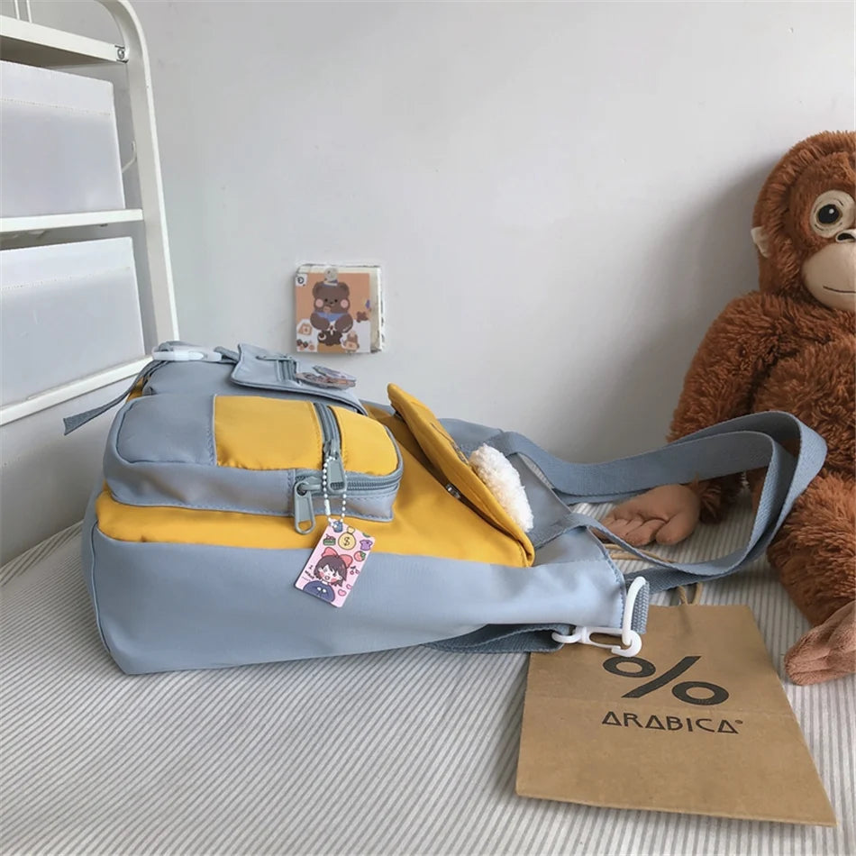 Cyflymder  Large Capacity Tote Bags Trendy Nylon Patchwork Shoulder School Book Bag for Teenage Girls Fashion Student Handbag Crossbody Sac