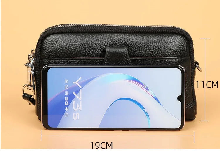 Cyflymder  Genuine Leather Ladies Clutch Purses Long Women Wallet Zipper Wrist Bag Female Coin Purse Mobile Phone Bag chain Crossbody bags