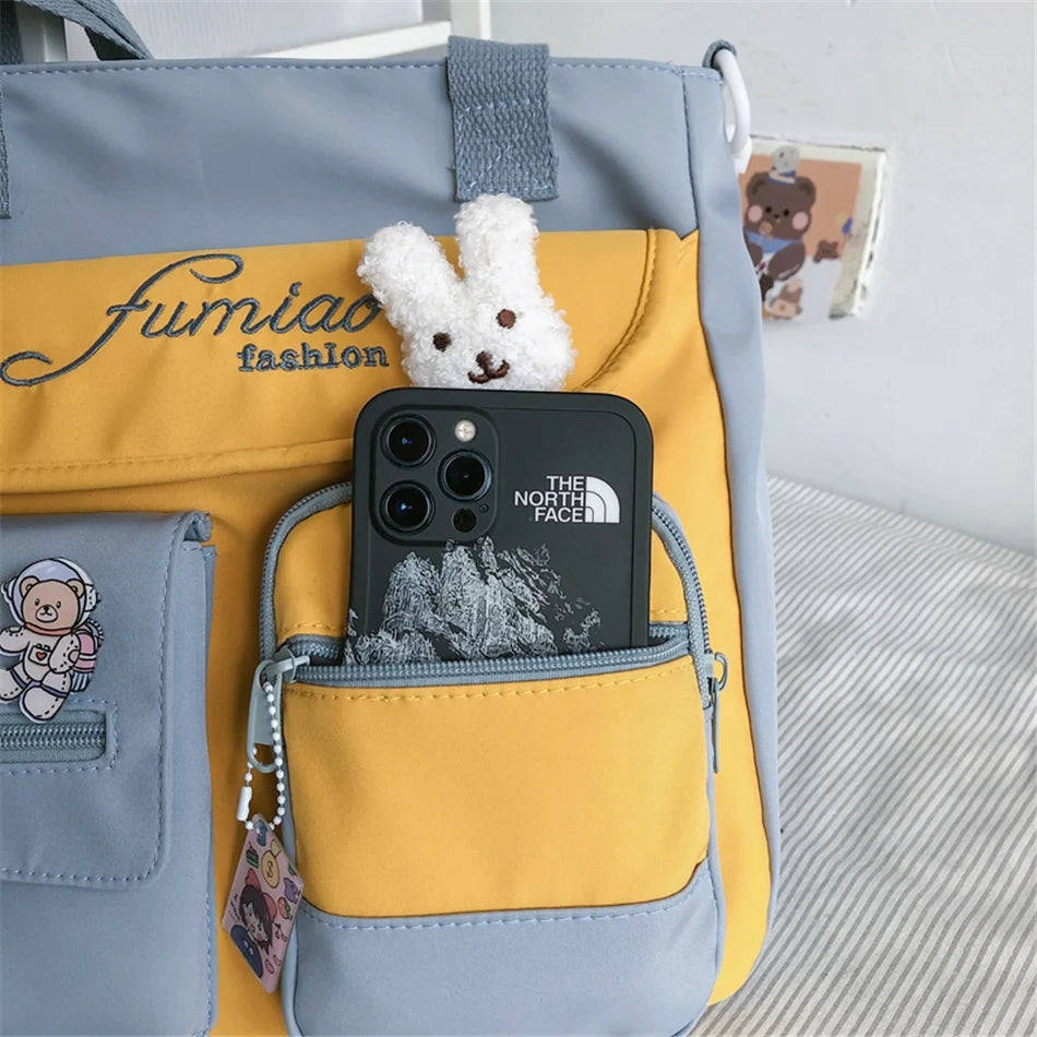Cyflymder  Large Capacity Tote Bags Trendy Nylon Patchwork Shoulder School Book Bag for Teenage Girls Fashion Student Handbag Crossbody Sac