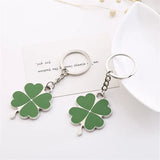 Cyflymder Hot Sale Creative Green Color Four-leaf Clover Fortune Keychain Key Chain Ring Pendant Bag Accessories Girls Cute Keyring Gifts