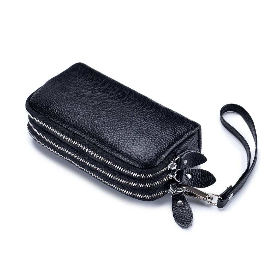 Cyflymder  Fashion Long Wallet High Quality genuine leather Clutch Walllet Phone Pocket Casual Organizer Clutches Rfid Purse phone bag red