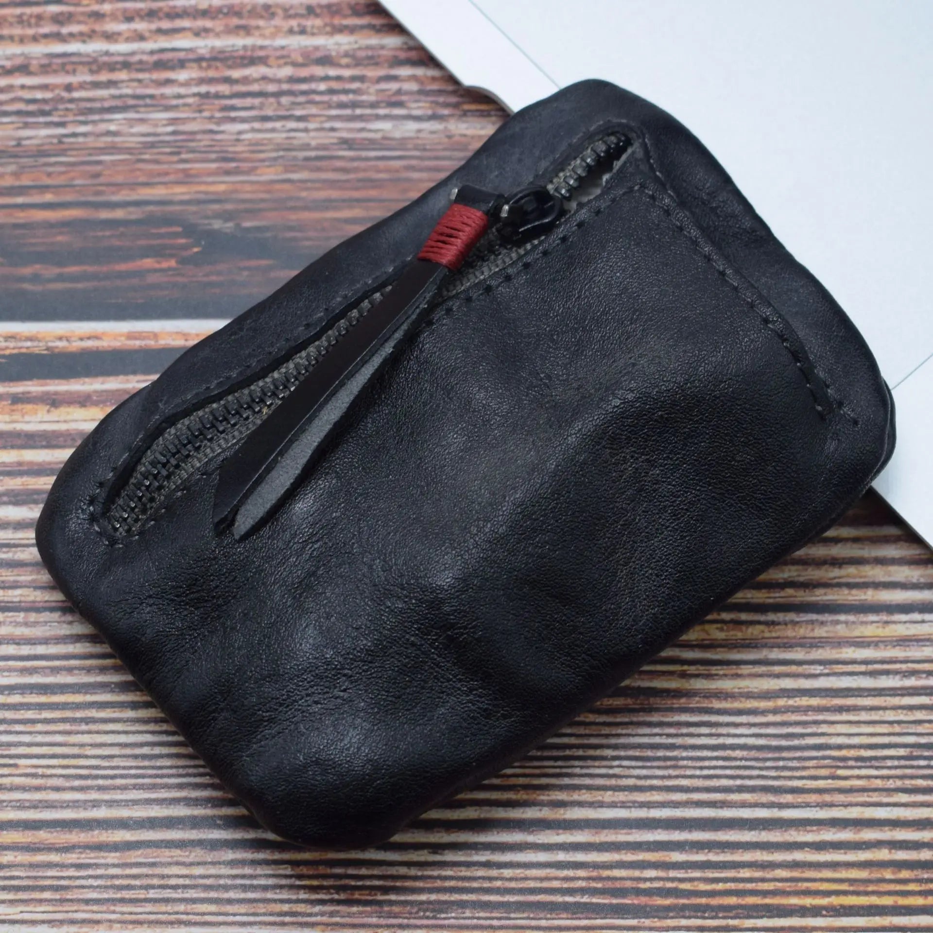 Cyflymder Genuine Leather Coin Purse Men Vintage Original Leather Handmade Small Mini Wallet Card Holder Money Bag Women Zip Change Purses