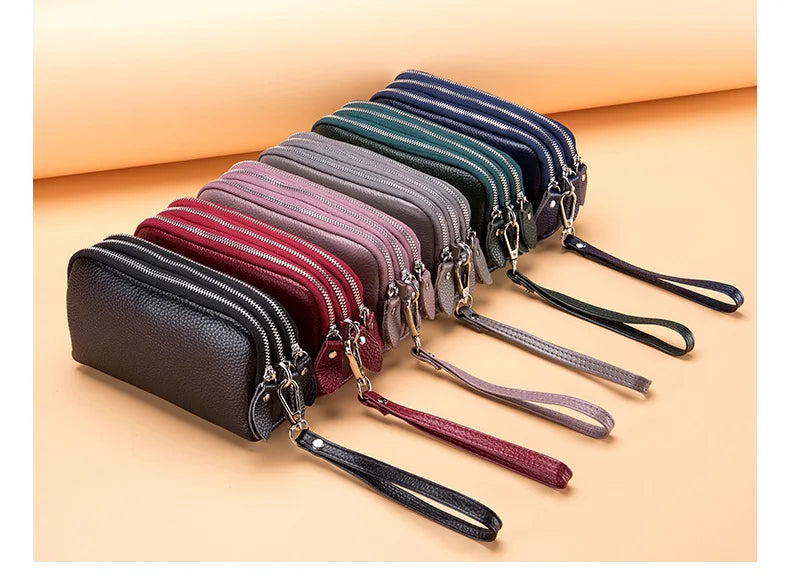 Cyflymder  Fashion Long Wallet High Quality genuine leather Clutch Walllet Phone Pocket Casual Organizer Clutches Rfid Purse phone bag red