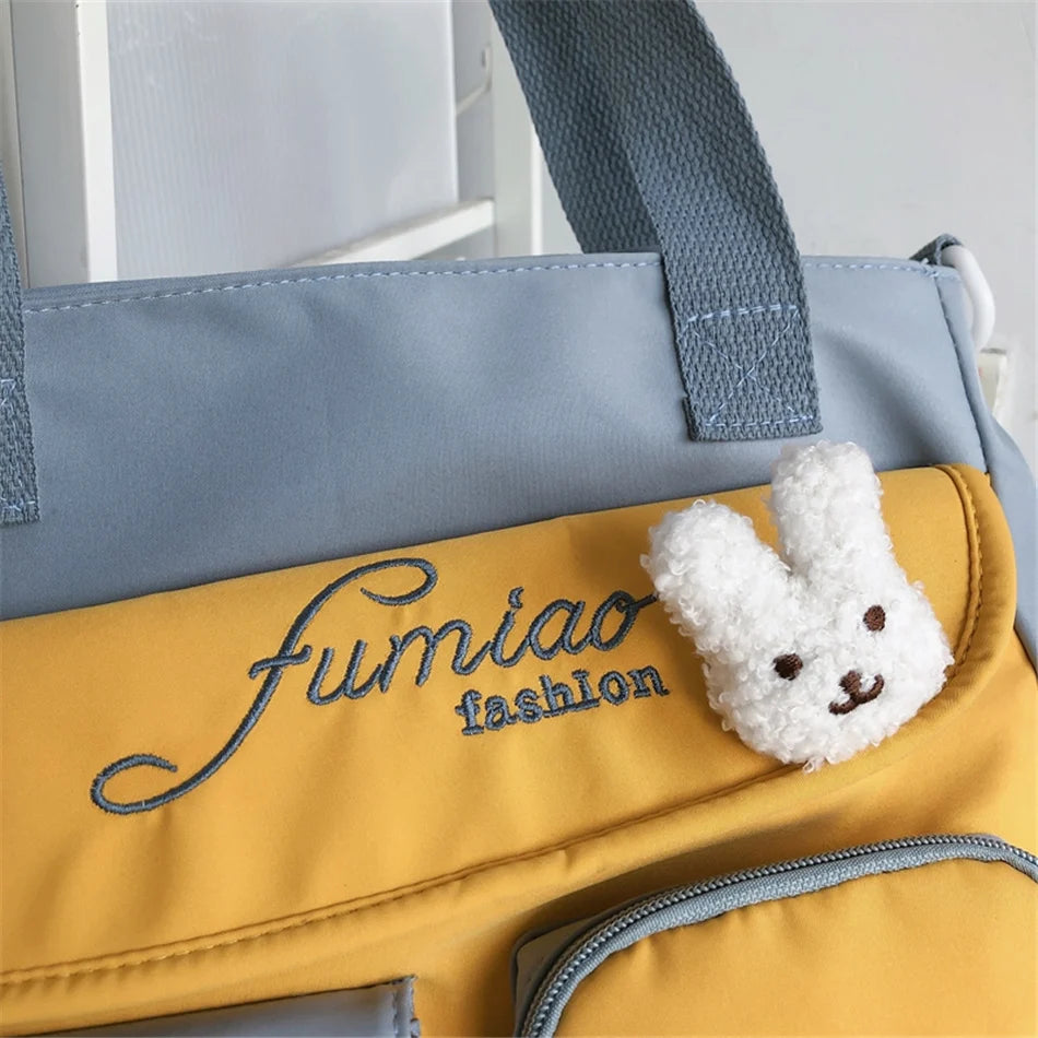 Cyflymder  Large Capacity Tote Bags Trendy Nylon Patchwork Shoulder School Book Bag for Teenage Girls Fashion Student Handbag Crossbody Sac