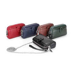 Cyflymder  Genuine Leather Ladies Clutch Purses Long Women Wallet Zipper Wrist Bag Female Coin Purse Mobile Phone Bag chain Crossbody bags