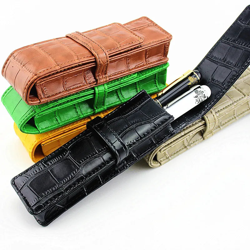 Cyflymder High Quality Leather Fountain Pen Case / Bag for 2 Pens - color Pen Holder / Pouch