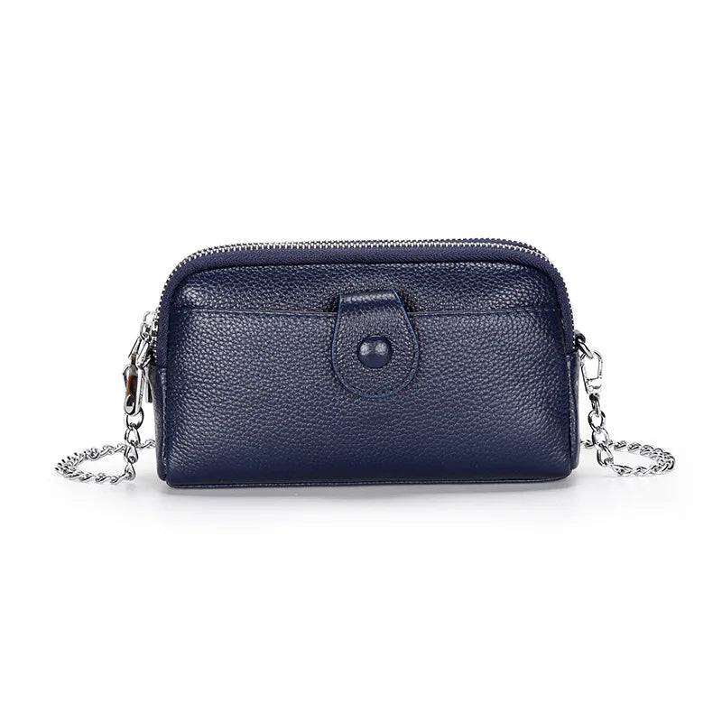 Cyflymder  Genuine Leather Ladies Clutch Purses Long Women Wallet Zipper Wrist Bag Female Coin Purse Mobile Phone Bag chain Crossbody bags