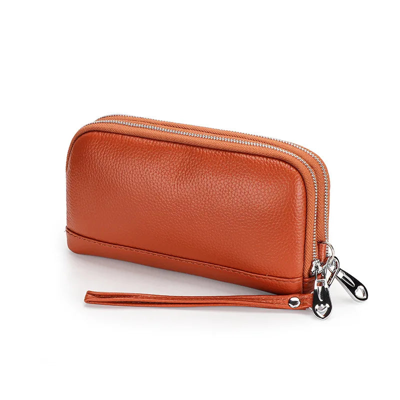 Cyflymder  Brand Genuine Leather Women Wallets Long Zipper Wallet big capacity Ladies Clutch Bag Female Luxury Cowhide Purse Phone Bag