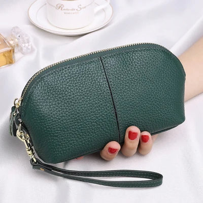 Cyflymder Genuine Leather Women Long Wallet Zipper Wristlet Bag Lady Clutches Coin Purse Cowhide Mobile Phone Bag Evening Party Handbag