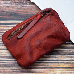 Cyflymder Genuine Leather Coin Purse Men Vintage Original Leather Handmade Small Mini Wallet Card Holder Money Bag Women Zip Change Purses