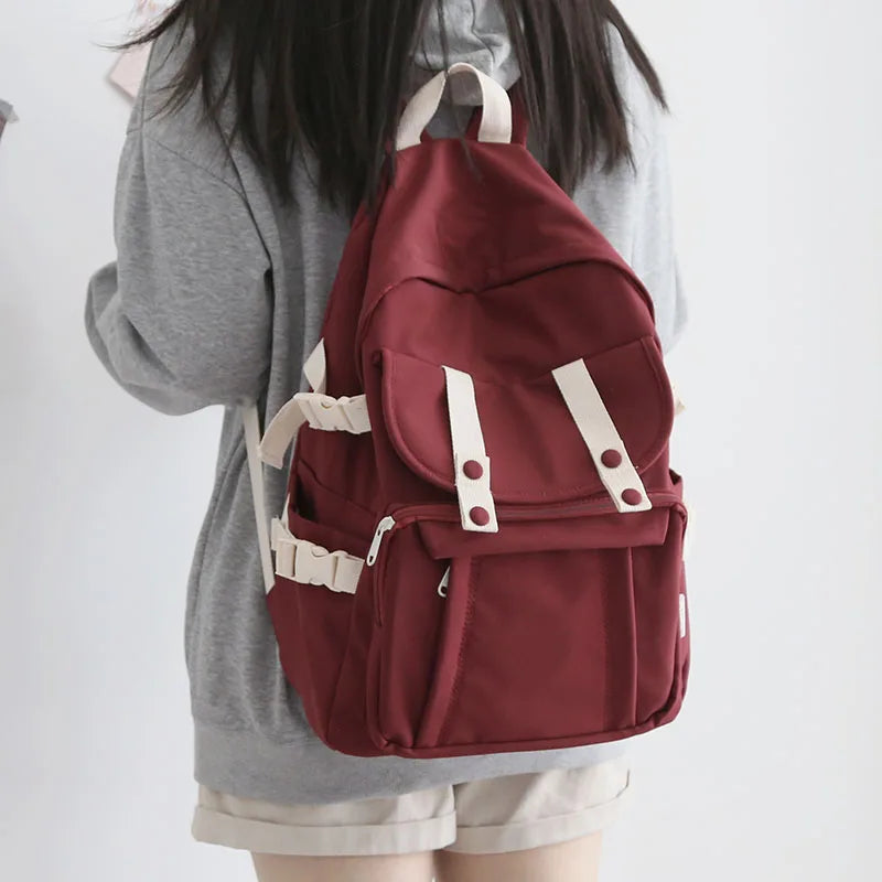 Cyflymder Fashion Solid Color Backpack Women New Waterproof Shoulders School Bags for Teenagers Female College Korean Backpack Ladies