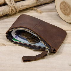 Cyflymder Men's Genuine Leather Zipper Coin Wallet Wowen natural Leather Mini Short Purse Card Holder Change Purse For Man Clutch Wallets