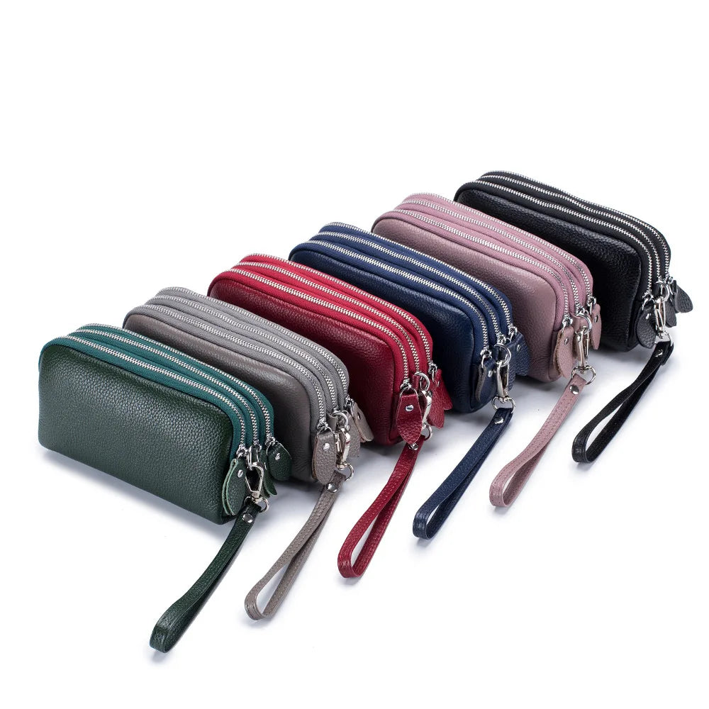 Cyflymder  Fashion Long Wallet High Quality genuine leather Clutch Walllet Phone Pocket Casual Organizer Clutches Rfid Purse phone bag red