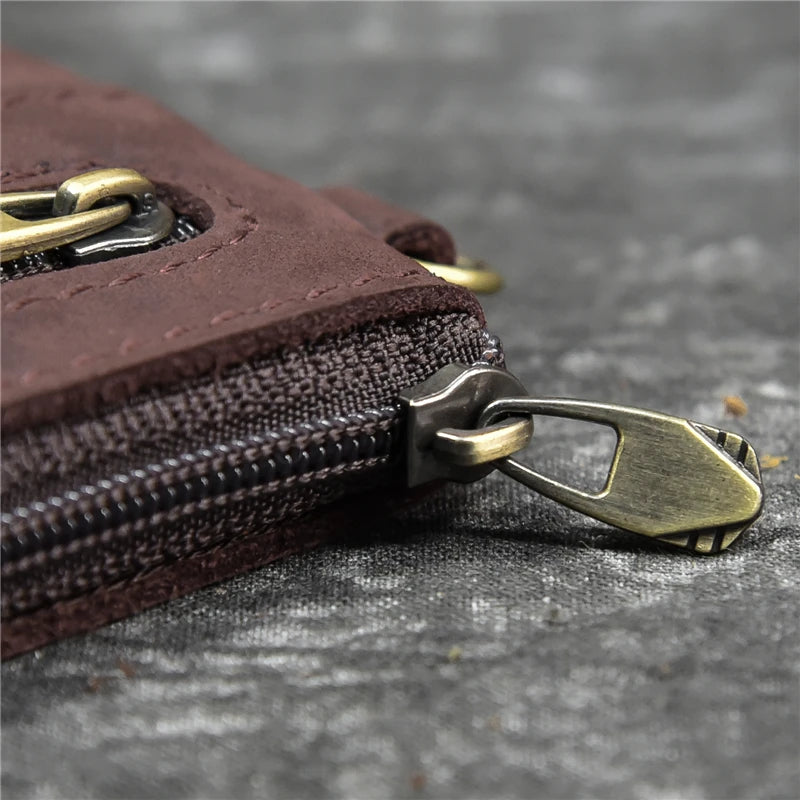 Cyflymder Genuine Leather Zipper Coin Card Purse Real Leather Rfid Card Holder Clutch Wallets Slots For Men Women Mini Slim Purse