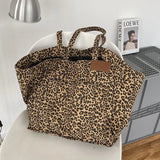 Cyflymder Retro Leopard Shoulder Bag Women Large Capacity Handbag Fashion Female Shopping Tote Bag Travel Street Bag Student Handbag
