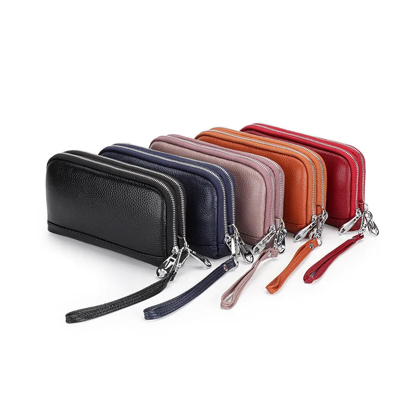 Cyflymder  Brand Genuine Leather Women Wallets Long Zipper Wallet big capacity Ladies Clutch Bag Female Luxury Cowhide Purse Phone Bag