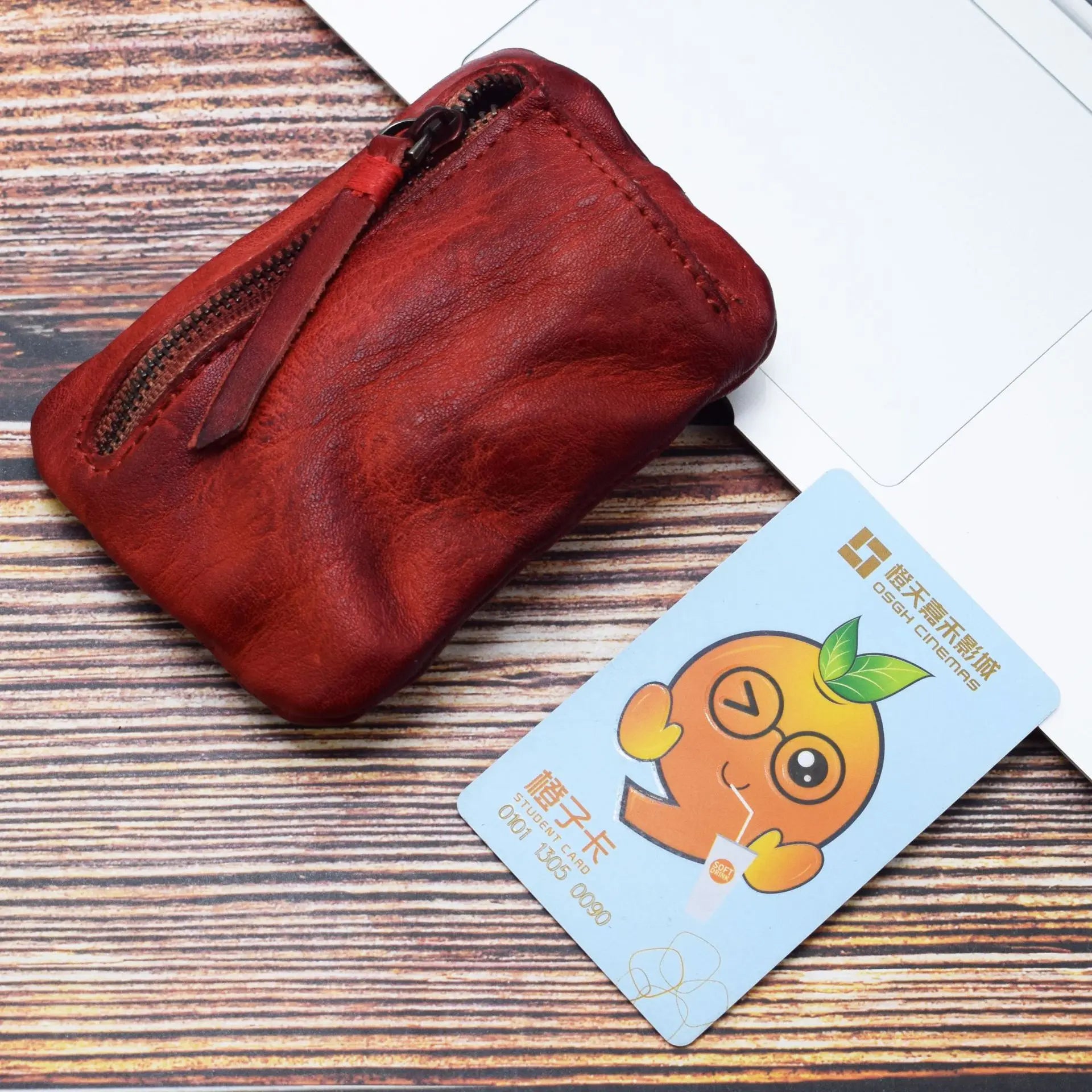 Cyflymder Genuine Leather Coin Purse Men Vintage Original Leather Handmade Small Mini Wallet Card Holder Money Bag Women Zip Change Purses