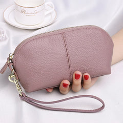 Cyflymder Genuine Leather Women Long Wallet Zipper Wristlet Bag Lady Clutches Coin Purse Cowhide Mobile Phone Bag Evening Party Handbag