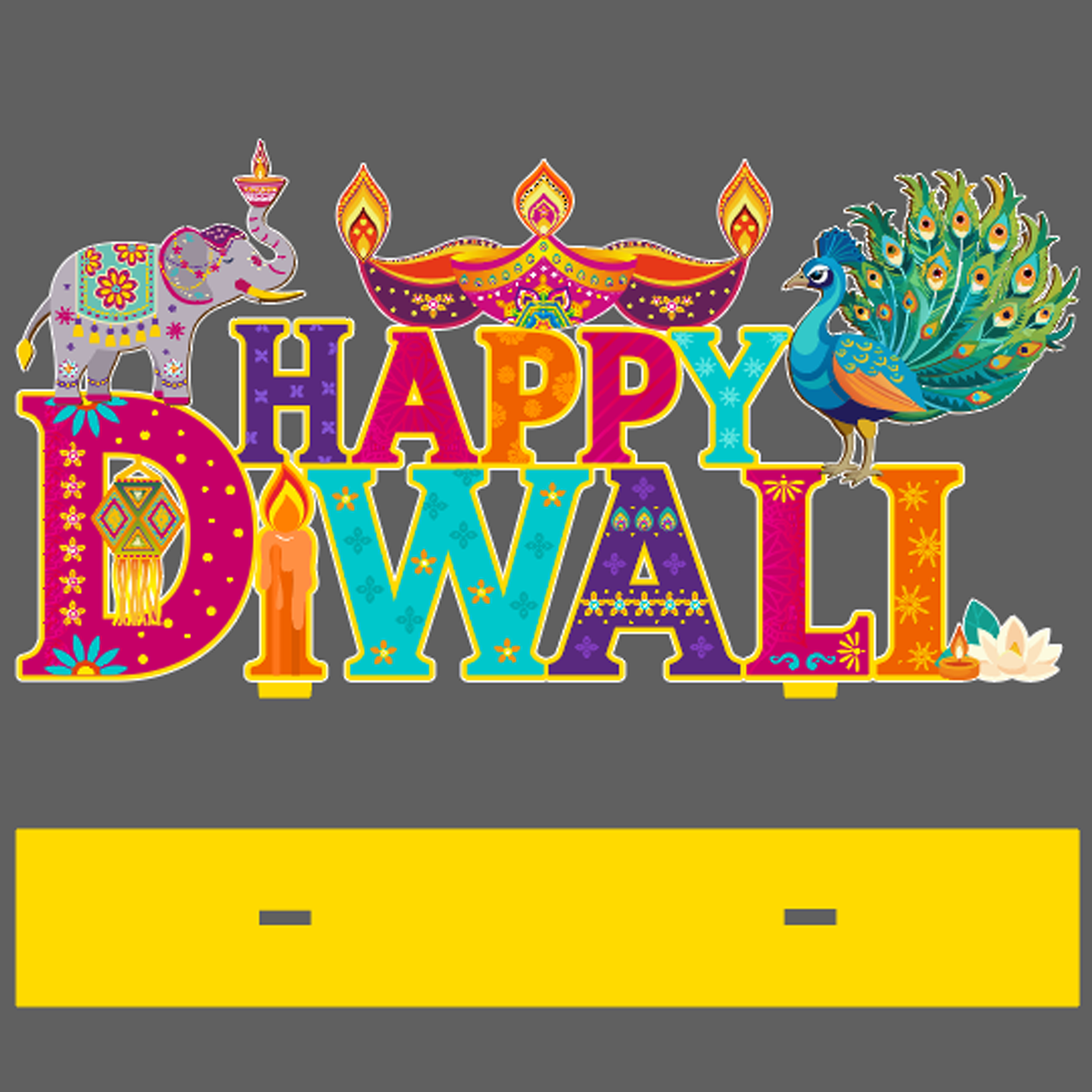 Lanfubeisi Happy Diwali Wooden Table Centerpiece Sign Retro Peacock Elephant Diya Design Indian Deepavali Party Festival of Lights Tabletop Decoration