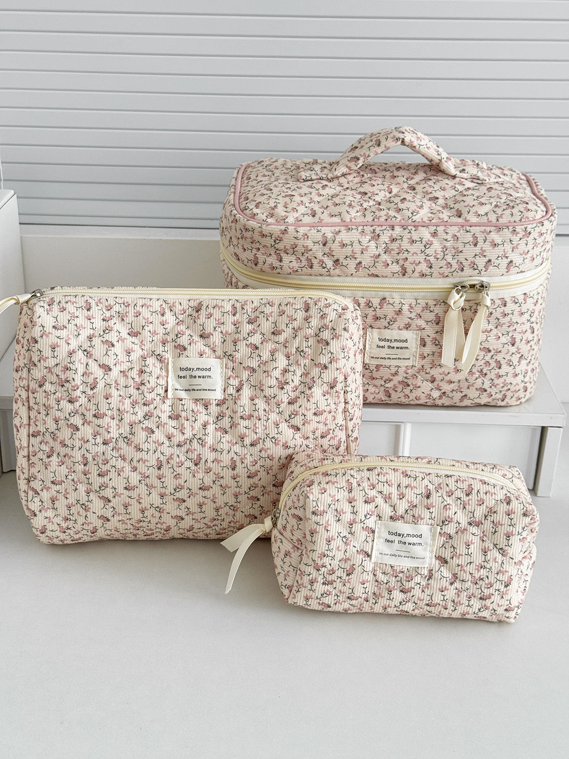 Cyflymder  Retro Aesthetic Floral Pencil Case for Kids Girl Corduroy Flower Series Stationery Organizer Large Capacity Pen Bag Student