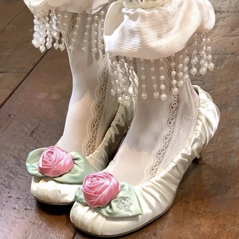 Cyflymder   New Womens Mary Jane Shoes Exquisite Flower Casual Shoes for Woman Fashion High Heels Shoe Designer Shoes Zapatos De Mujer