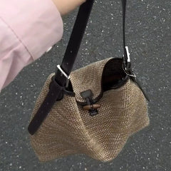 Cyflymder   Women's Large Capacity Woven Leather Tote Bag Vacation Casual Aesthetic Daily Beach Shoulder Bag Summer New Handbags