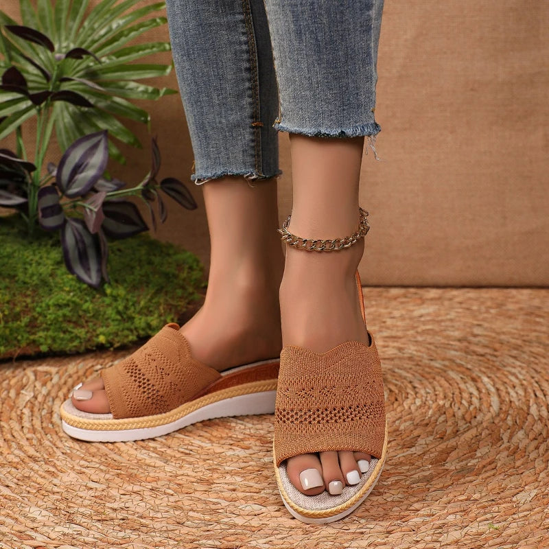 Cyflymder  Women Sandals Elegant Woman Shoes With Low Heels Wedge Sandals Summer Mujer Peep Toe Platform Sandals Ladies Slippers