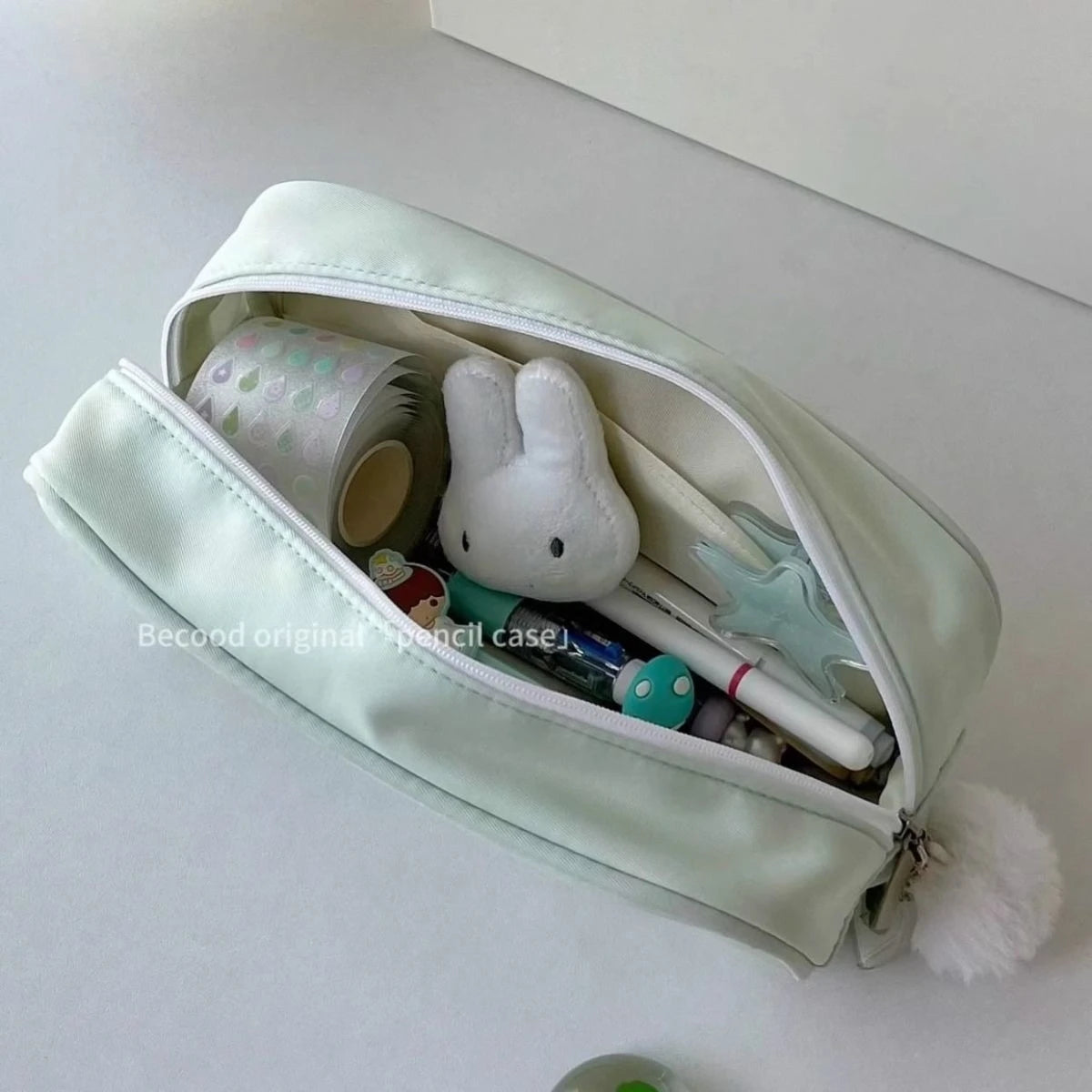 Cyflymder  Simplicity Korean Fashion Sweet Pencil Case for Kids Solid Color Cute Stationery Storage Large Capacity Pen Bag School Supplies