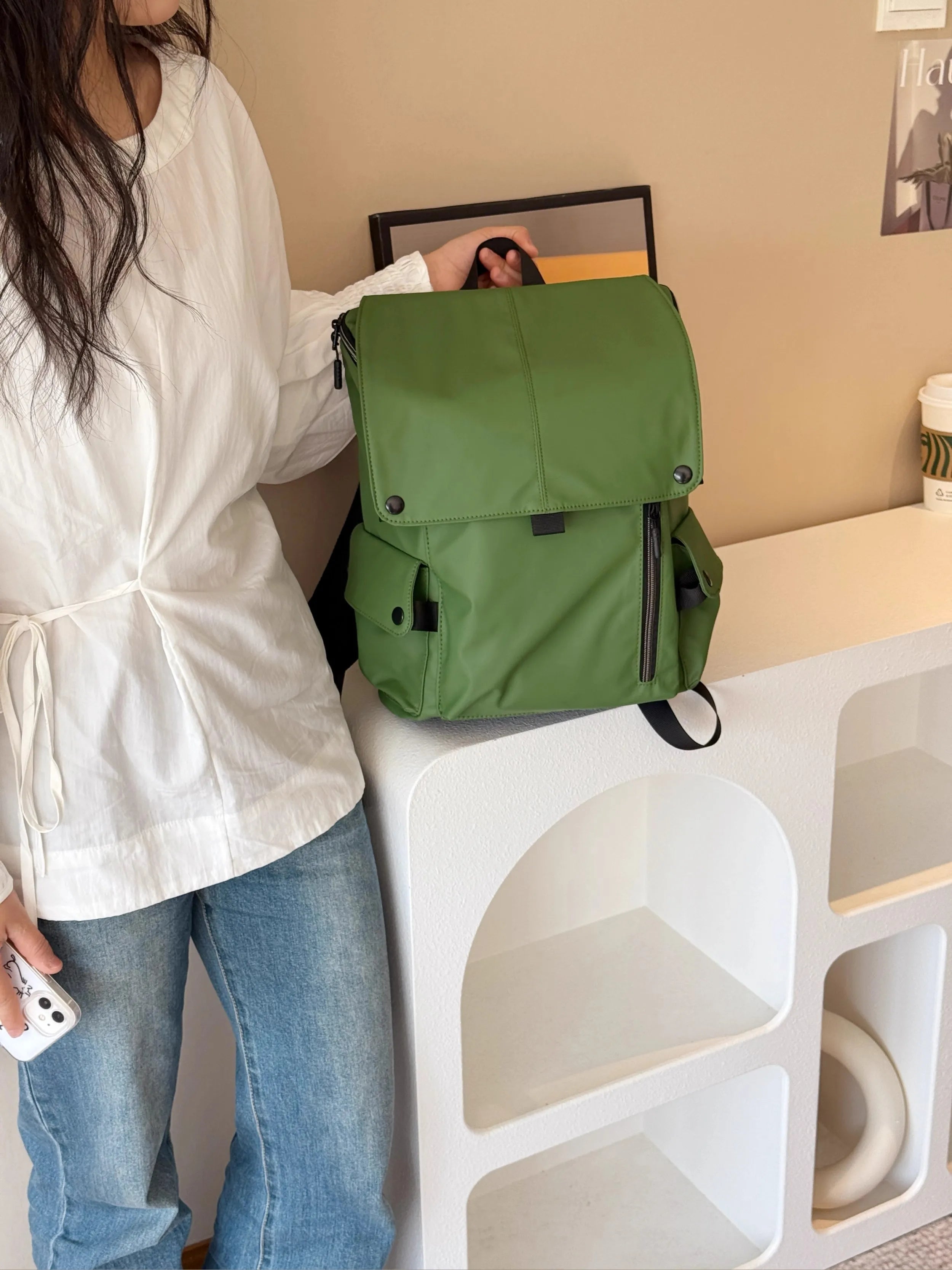 Cyflymder  Korean Y2k Aesthetic Simple Backpack Casual All Match Fashion Schoolbags Vintage Preppy Trendy Chic Backpacks for Women Students
