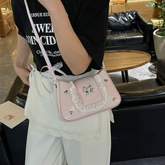 Cyflymder  Fashion Patchwork Lace Office Lady Shoulder Bags Sweet Heart Elegant Women Underarm Bag Luxury Design Y2k Aesthetic Ins Handbags