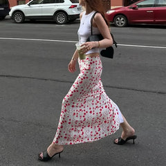 Cyflymder  Summer New Women's Clothing Flower Printing Skirt Straight Long Skirt Casual Temperament