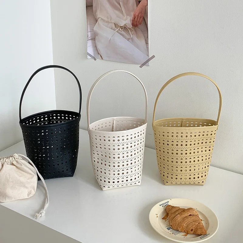 Cyflymder  Hollow Bucket bag for women handbag small Famous Brands PU leather female shoulder bag Ladies Totes Bag bolsa feminina