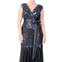 Cyflymder  Women Plus Size Luxurious Sequins Evening Dress Lace Elegant V-Neck Sleeveless Slim Female Wedding Dress Gown Tulle Formal Dress