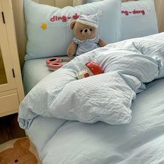 Cyflymder  New Cartoon Embroidery Bed Sets Super Soft and Cute Bedding Set for Kids Adults Comforter Cover Kit for Single and Double
