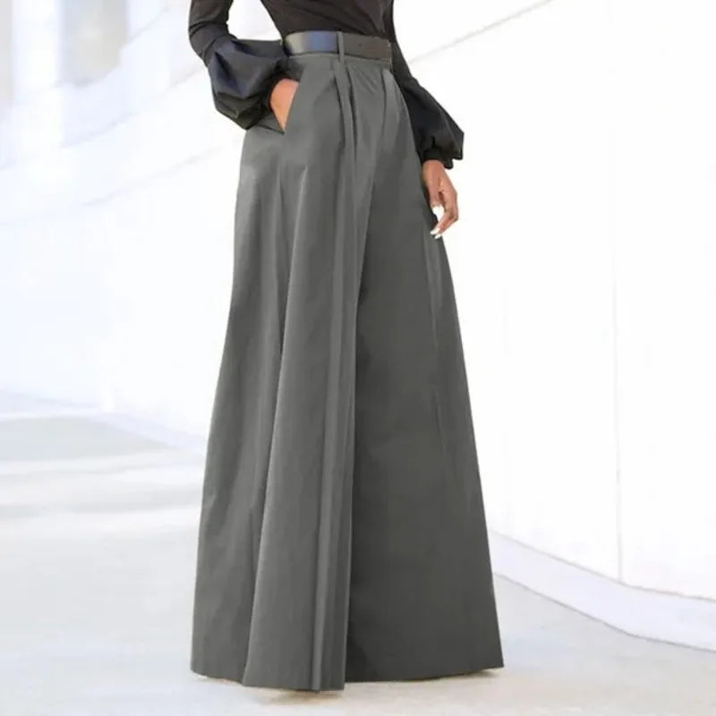 Cyflymder  New High Waist Wide Leg Flare Pants For Women Fashion Elegant Party Palazzo Trousers Trendy Comfortable Stretchy Casual Office