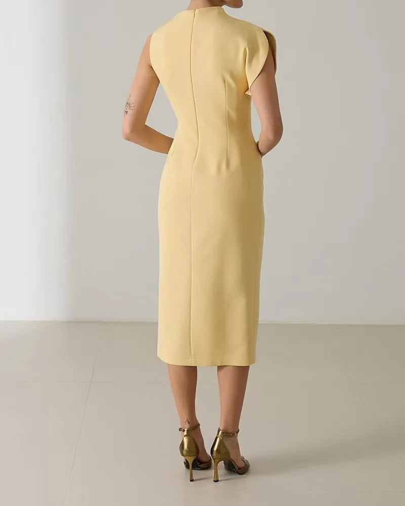 Cyflymder  Luxury Design Women's Summer Dress Off-shoulder Sleeveless Party Wedding Robe Fitted Slit Dress Office Lady Dresses Asymmetrical