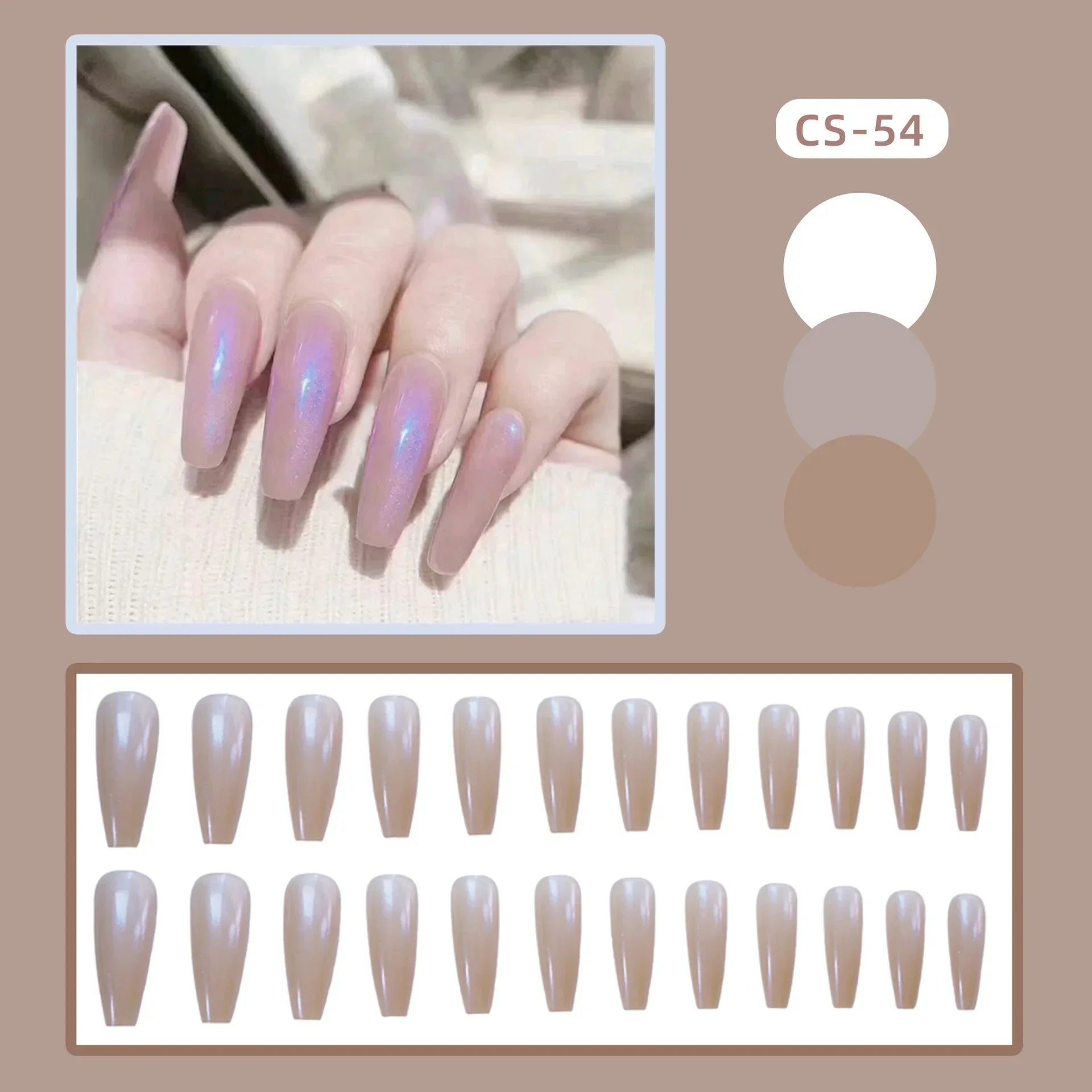 Cyflymder 24PC/Box Fashion False Nails Artificial Milky White Pink Gradients Long Ballet Nail Tips Full Cover Acrylic Fake Nails With Glue