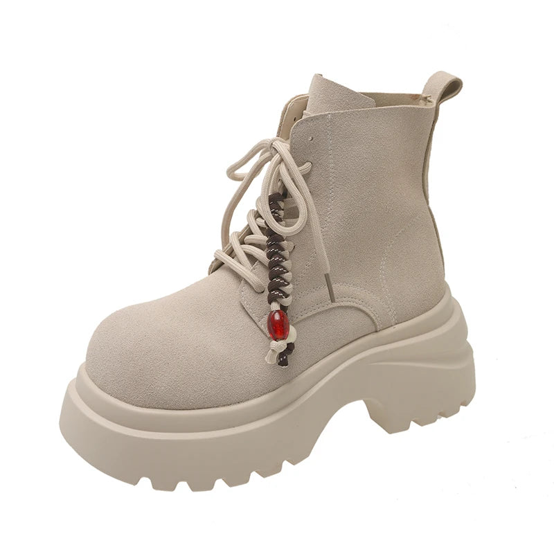 Cyflymder  British style Height Increase  Women Ankle Boots Fashion Non Slip Ladies Platform Mordern Booties