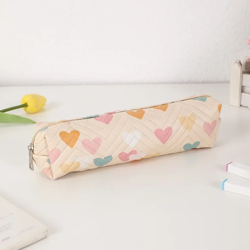 Cyflymder  1 Piece Small Cute Design Pencil Pouch for Student Sweet Heart Pencil Case Small Portable Pen Eraser Storage Bag School Supplies