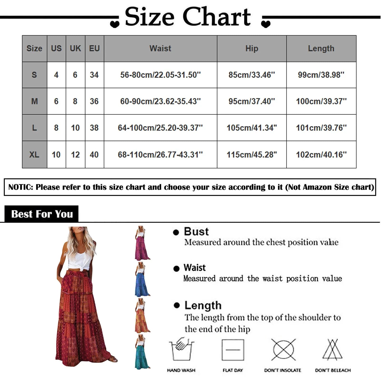 Cyflymder  Ladies’ Fashion Bohemian Flower Printing Elastic Waist Pleated Skirt Loose Casual Vintage High Waist Tie A-Line Long Skirt