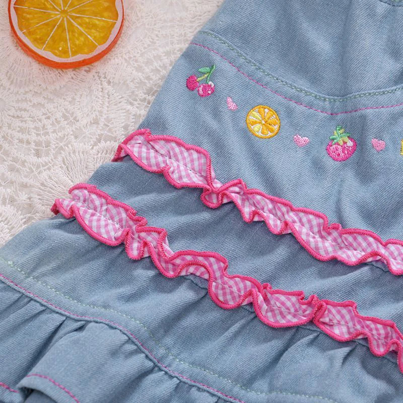 Cyflymder  Japanese Sweet Lolita Style Mini Denim Skirt Women Kawaii Embroidery Ruffles Cake Skirts Summer Female Fashion Y2K Party Skirts