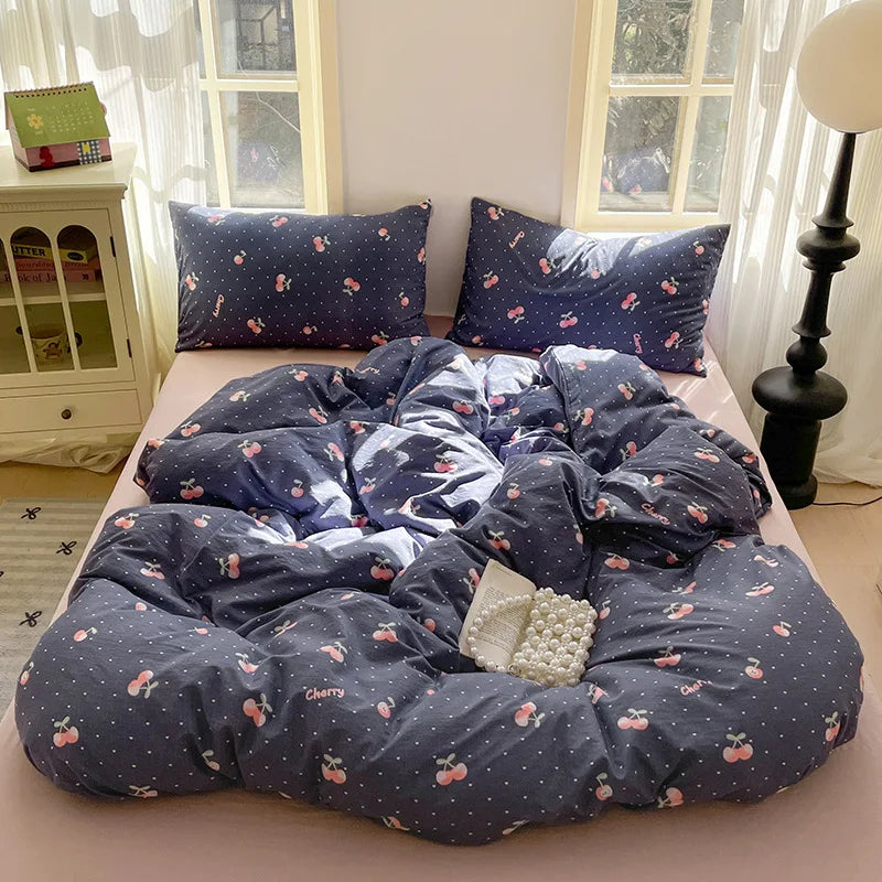 Cyflymder  Grade-A Double-Layer Yarn Pure Cotton Bedding Set Single Double High-Quality Bedsheet Kit Skin Friendly Ultra Soft Quilt Set