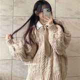 Cyflymder Oversized Women Sweater Winter Solid Pullovers Korean Knitwears O-neck Ladies Jumpers Knit Top Vintage Pull Femme Clothes 2023