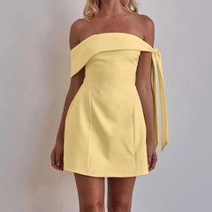 Cyflymder  Sexy ort Off-oulder Birthday Par Dr Women's Tube Top Dr Polyester Material A-Line Skirt Sle for Young Girls