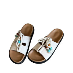 Cyflymder  Platform Anti-Slip Wear-Resistant Slippers Summer New Round Toe Open Toe Crystal Buckle Anti-Slip Wear-Resistant High Heels