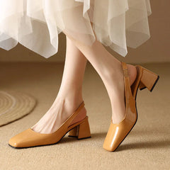 Cyflymder   Slingbacks Candy Colors Sandals for Women Patent Leather Square Toe Shoes Women Chunky Heels Summer Pumps Women Big Size WSH5310