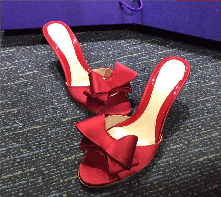 Cyflymder summer new sandals bow slippers fish mouth silk fine heels high Versatile women shoes sex pumps